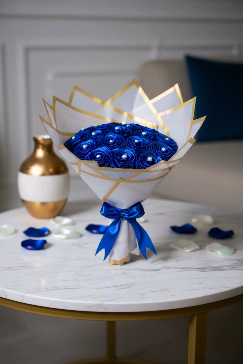 Käsintehty satiiniruusubuketti – 19 ruusua